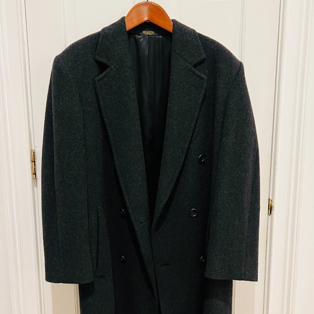 Vintage Men’s Pierre Cardin Cashmere Wool Blend Double Breasted Long Over Coat - Picture 2 of 16
